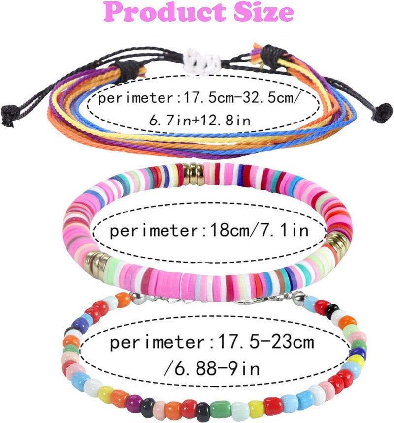Mannikesi Beach Bracelet Set for Men and Women, Surfer Men Bracelet, Braided Boho Summer Bracelets Adjustable Men's Bracelet Handmade Women Bracelet String Rope Ankle Bracelets Birthday Gift - Image 4